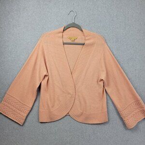 April Cornell Sweater Womens Size‎ XS Orange Lambswool Bell Sleeve Snap Front